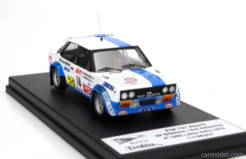 Trofeu Fiat 131 Abarth (night Version) N 18 4th Rally 1000 Lakes 1979 Ulf Gronholm - Bob Rehnstrom 1:43 Bílá Modrá