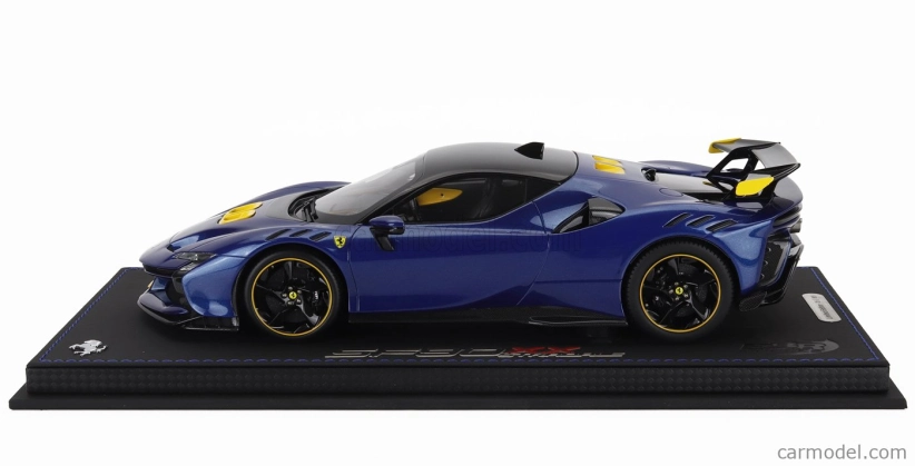 Bbr-models Ferrari Sf90 Xx Stradale 2024 - Con Vetrina - With Showcase 1:18 Blu Tour De France - Modrá Met Žlutá Černá