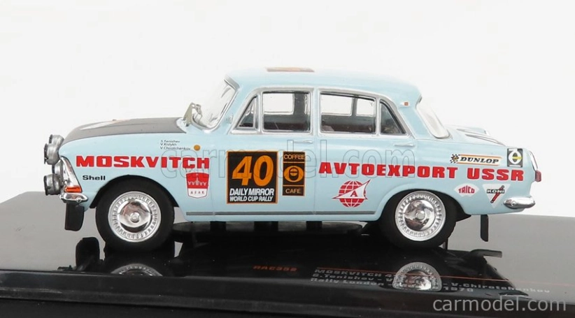 Ixo-models Moskvitch 412 N 40 Rally London - Mexico 1970 1:43, světle modrá