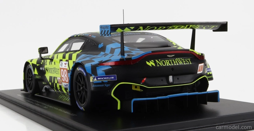 Spark-model Aston martin Vantage Amr 4.0l Turbo V8 Team Northwest Amr 3. Lmgte Am Trieda N 98 24h Le Mans 2022 P.dalla Lana - D.pittard - N.thiim - Con Vetrina - S vitrínou 1:18 Modrá Čierna Žltá
