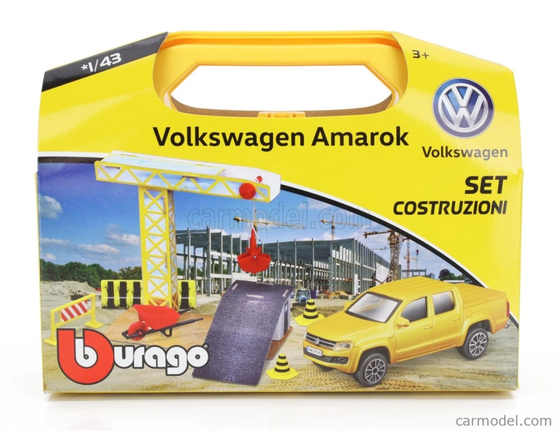 Bburago Accessories Diorama – Set Build Construction – Set Costruzioni – With Volkswagen Amarok Pick-up 2019 1:43 žltá
