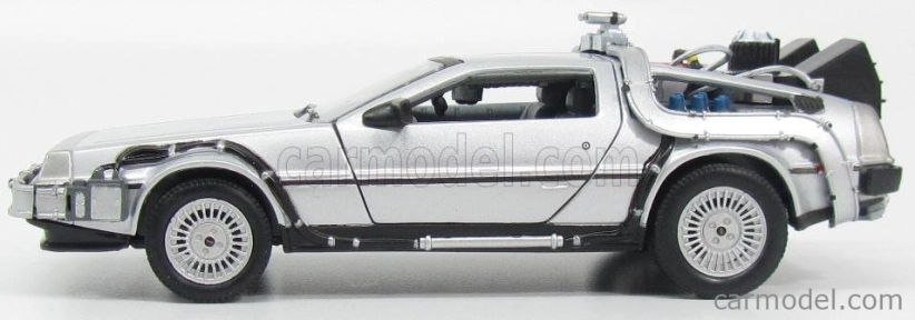 Welly De lorean Set 3 X Time Machine - Back To The Future 1 - 2 - 3 - Ritorno Al Futuro 1 - 2 - 3 1:24 Silver