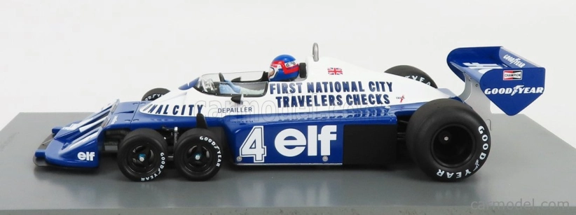 Spark-model Tyrrell F1 P34 Elf N 4 2nd Canada Gp 1977 P.depailler 1:18 Modrá Bílá
