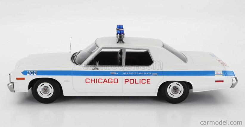 Dodge Monaco Chicago Police 1974 v mierke 1:18 biela svetlomodrá