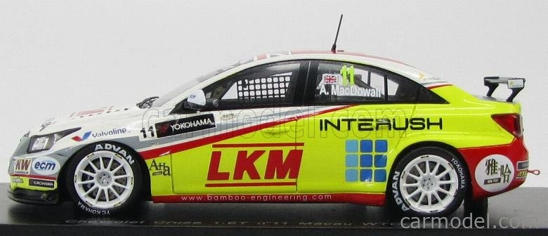 Spark-model Chevrolet Cruze 1.6t N 11 Macau Wtcc 2012 A.macdowall 1:43 Biela žltá červená