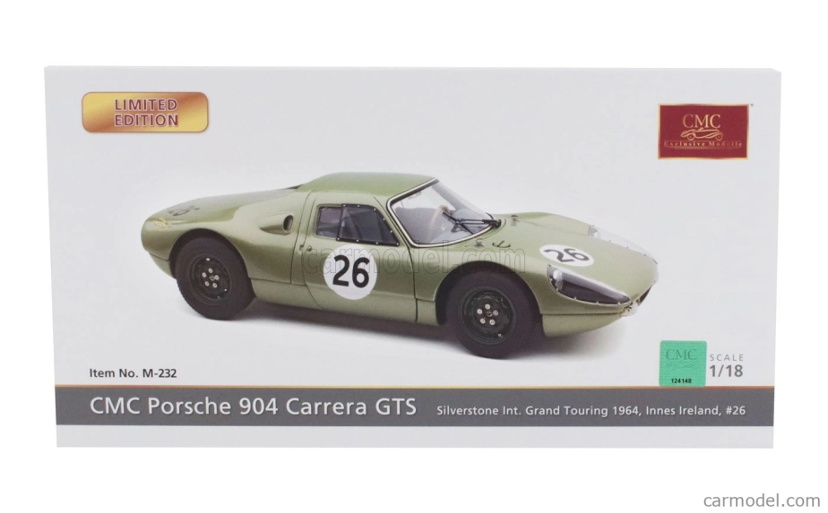 Cmc Porsche 904 Carrera Gts Ch.904-025 N 26 Silverstone International Grand Touring 1964 Innes Ireland 1:18 Zelená