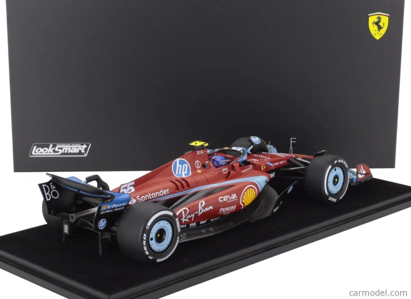 Looksmart Ferrari F1  Sf-24 Team Scuderia Ferrari N 55 5th Miami Gp 2024 Carlos Sainz - Con Vetrina - With Showcase 1:18 Červená Černá Světle Modrá