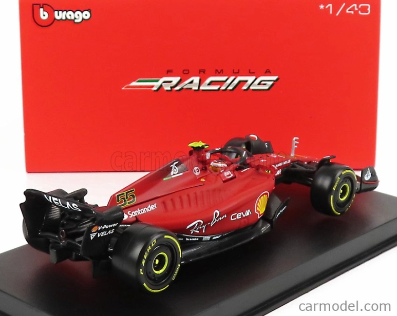 Bburago Ferrari F1-75 Scuderia Ferrari N 55 Season 2022 Carlos Sainz 1:43, červená