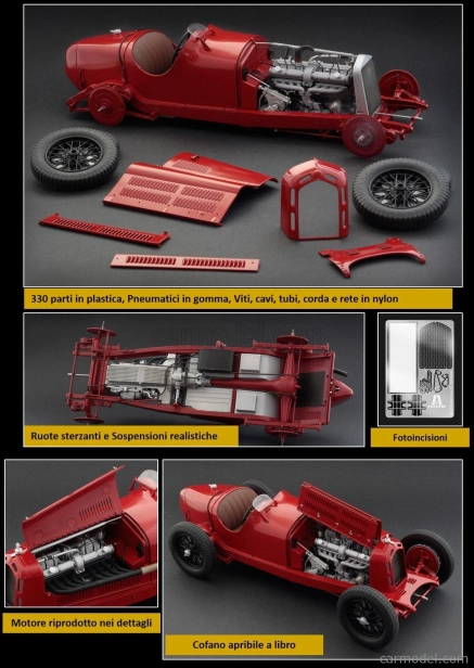 Italeri Alfa romeo F1 8c 2300 Monza N 28 Winner Monaco Gp 1932 Tazio Nuvolari 1:12 červená