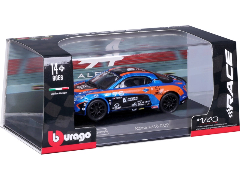 Bburago Renault A110 N 76 Cup 2020 1:43 Modrá Oranžová