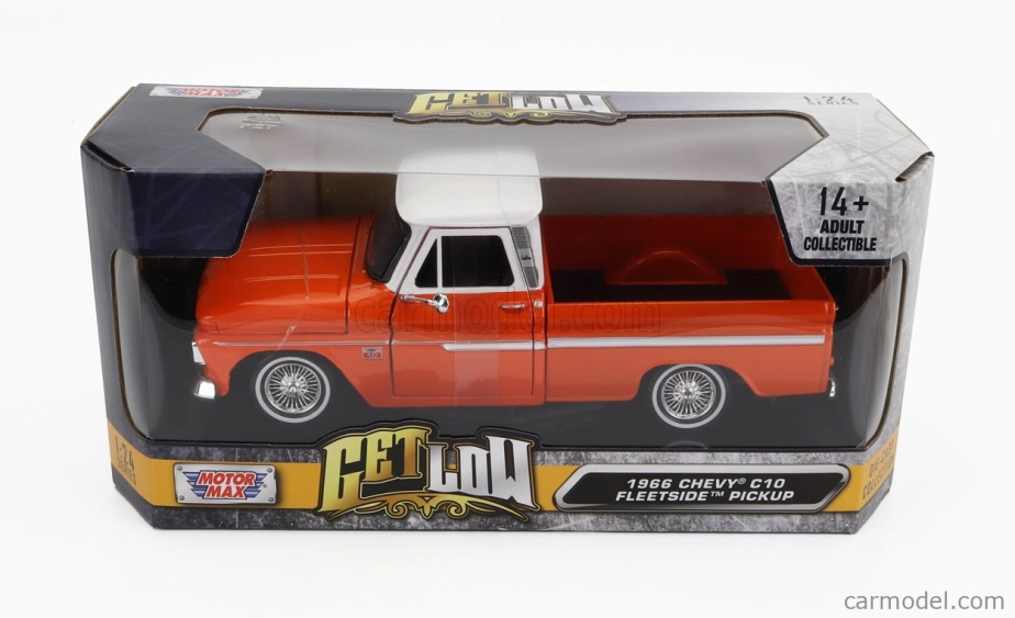 Motor-max Chevrolet C-10 Fleetside Pick-up Custom 1966 1:24 Oranžová s bielou