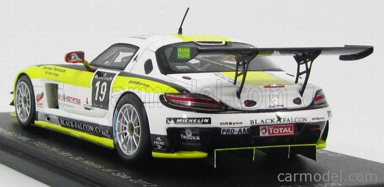 Spark-model Mercedes benz Sls Amg Gt3 N 19 19th 24h Spa 2012 O.morley - K.heyer - S.rosler - M.metzger 1:43 Bílá Žlutá