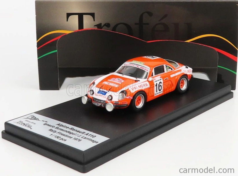 Trofeu Renault Alpine A110 N 16 Rally Firestone 1976 I.sunsundegui - J.larrinaga 1:43 Oranžová biela