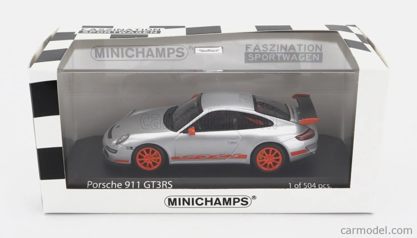 Minichamps Porsche 911 997 Gt3 Rs Coupe 2006 1:43 strieborná oranžová
