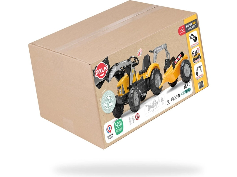FALK - Šlapací traktor SuperBuilder s nakladačem, rypadlem a vlečkou