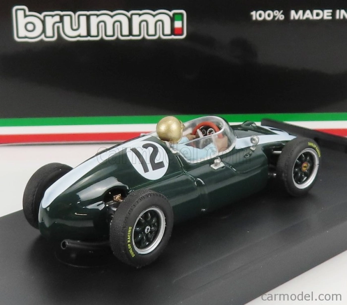 Brumm Cooper F1 T51 Climax N 12 Winner British Gp Jack Brabham 1959 Majster sveta - s figúrkou vodiča 1:43 Zelená biela