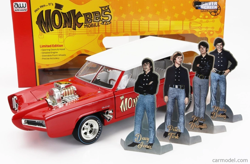 Autoworld Pontiac Gto Convertible Monkeemobile - The Monkees 1966 1:18 Červená Bílá