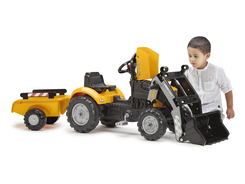 FALK - Šlapací traktor Super Builder s nakladačem a vlečkou