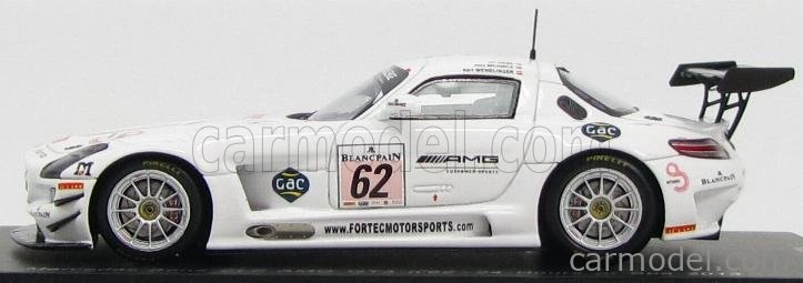 Iskrový model Mercedes benz Sls Amg Gt3 Team Fortec Motorsport N 62 24h Spa 2013 O.webb - K.wendlinger - A.brundle 1:43 White