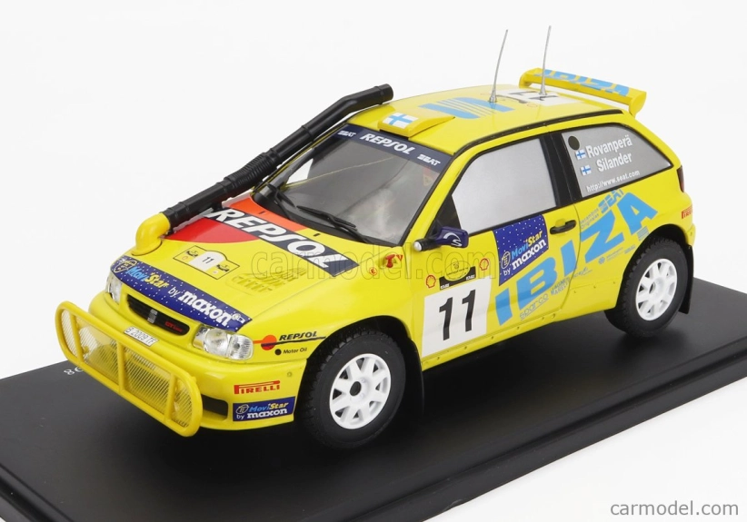 Edicola Seat Ibiza Kit Car N 11 5th Rally Safari 1998 Harri Rovanpera - Voitto Silander 1:24 Žltá