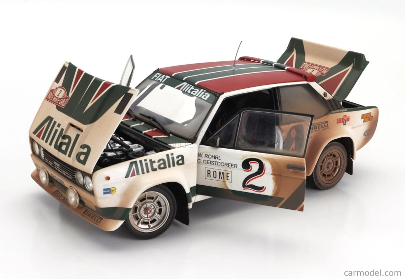 Kyosho Fiat 131 Abarth Alitalia (dirty And Night Version) N 2 4th Rally Montecarlo 1978 Walter Rohrl - Christian Geistdorfer 1:18 Bílá Zelená Červená