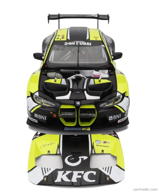 Minichamps BMW radu 4 M4 Gt3 Team Wrt N 46 3. 24h Dubaj 2023 Valentino Rossi - Sean Gelael - Max Hesse - Maxime Martin - Timothy Whale 1:18 Žltá čierna