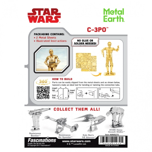 Star Wars C-3PO oceľová stavebnica, zlatá