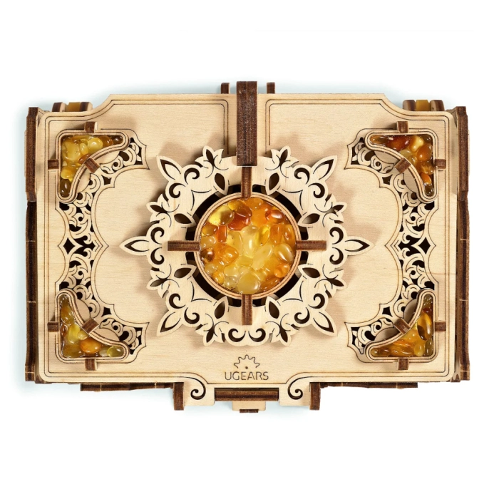 Ugears 3D dřevěné mechanické puzzle Jantarová šperkovnice