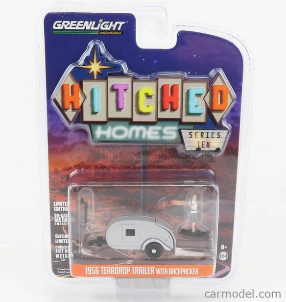 Greenlight Trailer Teardrop Trailer Roulotte 1972 1:64 Sivá