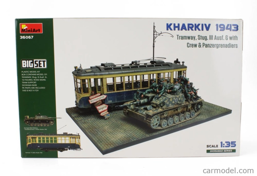 Miniart Tank Diorama Military Tramway Stug. Iii Ausf. G With Crew And Panzergrenadiers 1943 1:35 /