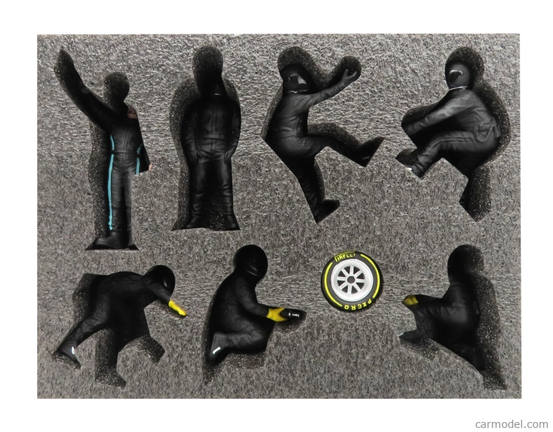 Americké diorámy Figúrky F1 Set 2 2022 - Dioráma Pit-stop Set 7 X Meccanici - Mechanics - With Decals 1:18 Black Green