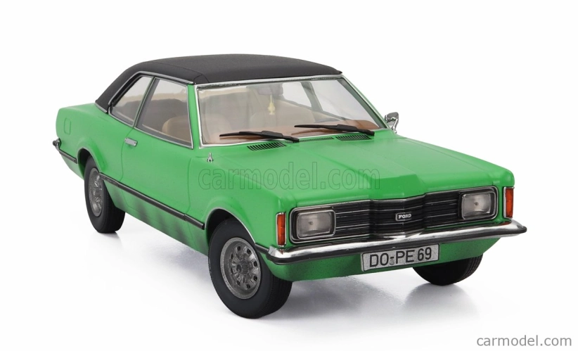 Kk-scale Ford england Taunus Gxl (dirty Version) With Vinyl Roof - Bang Boom Bang Movie 1971 1:18 Green Matte Black
