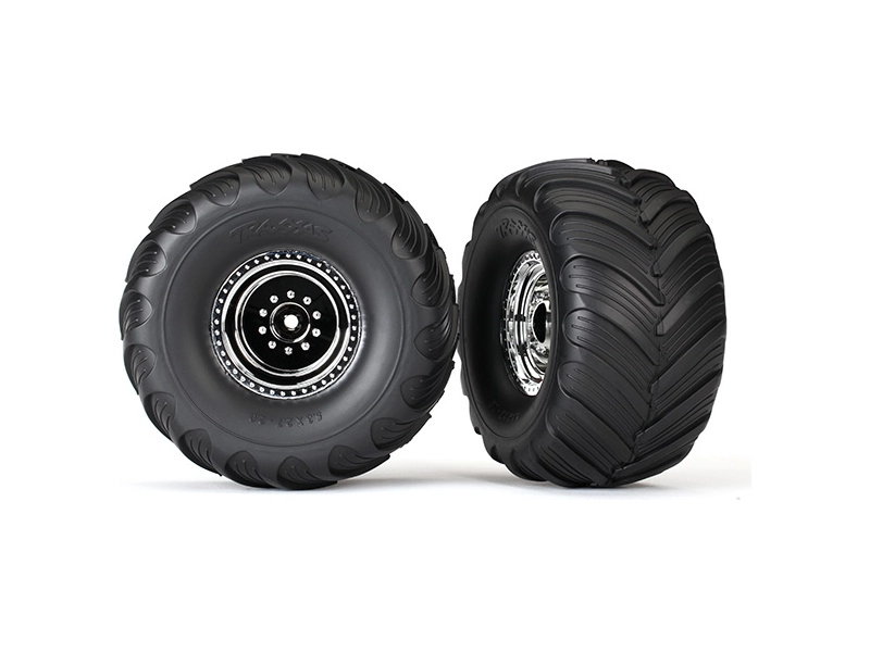 Traxxas kolo 3.0/2.0", disk chrom, pneu Terra Groove (2)