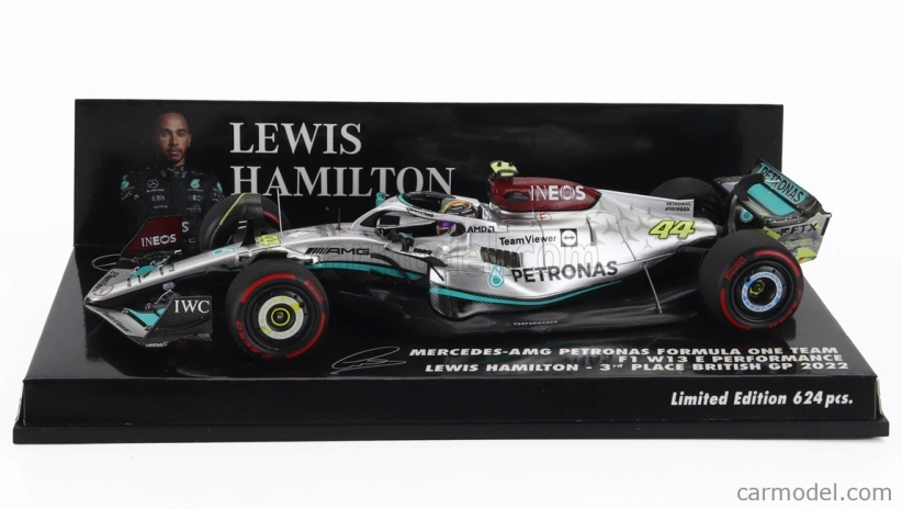 Minichamps Mercedes gp F1 W13e Team Mercedes-amg Petronas F1 N 44 3rd Silverstone British Gp 2022 Lewis Hamilton 1:43 Stříbrná Zelená