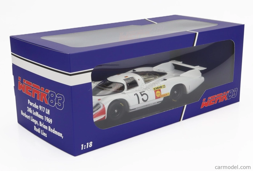 Werk83 Porsche 917lh 4.5l Team Porsche System Engeneering N 15 24h Le Mans 1969 Herbert Linge - Brian Redman - Rudi Lins 1:18 Bílá Červená