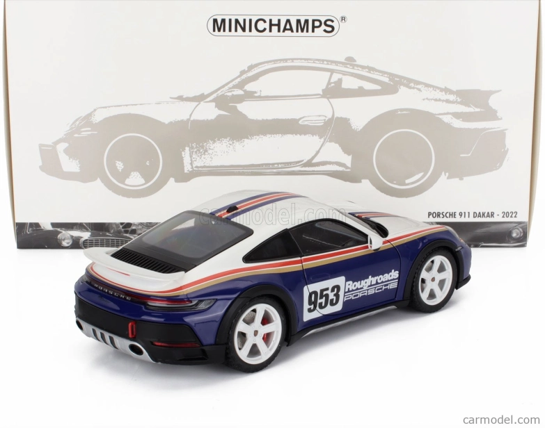 Minichamps Porsche 911 992 N 953 Rally Dakar Roughroads Coupe 2023 1:18 Bílá Modrá