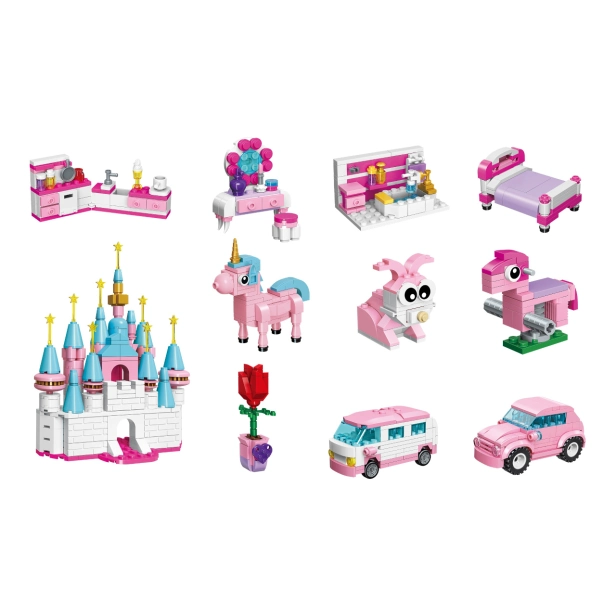 Qman Build N Learn 2905 Stavebný box Car Pink