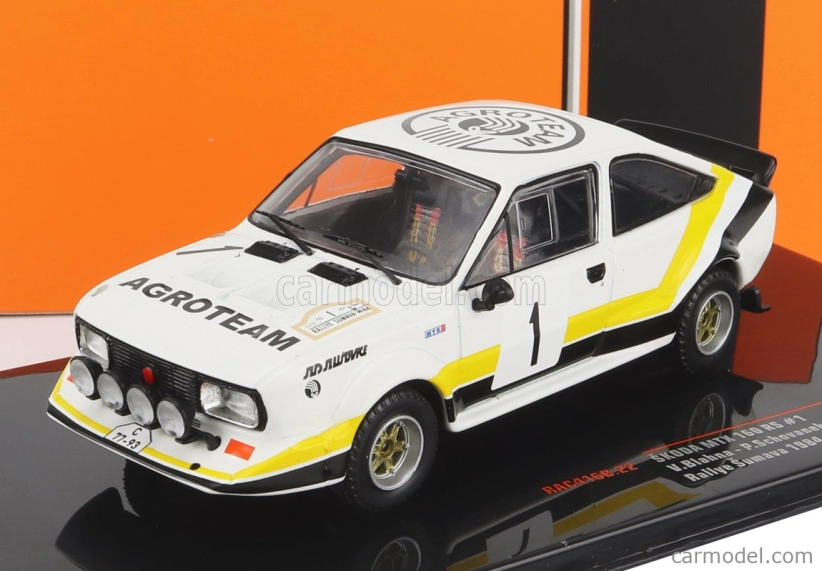 Ixo-models Škoda 160rs Mtx (nočná verzia) N 1 Rally Šumava 1984 V.blahna - P.scovanek 1:43 Biela Čierna Žltá