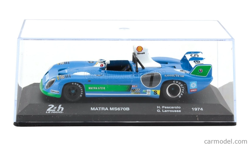 Edicola Matra simca Ms670b 3.0l V12 Team Matra Sport N 7 Winner 24h Le Mans 1974 Henri Pescarolo - Gerard Larrousse 1:43 Bluette Zelená Bílá