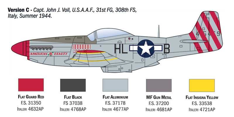 Italeri North american P-51d Mustang Military Airplane 1941 1:72 /