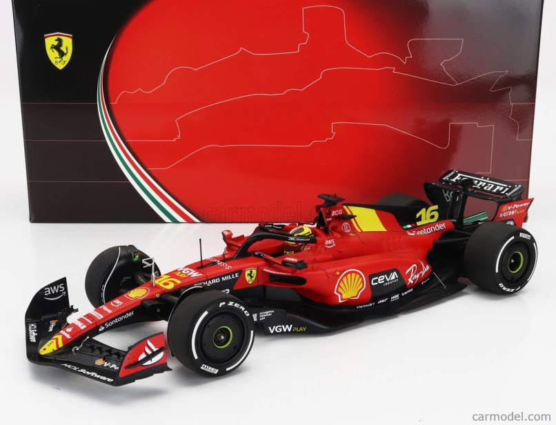 Bbr-models Ferrari F1 Sf-23 Team Scuderia Ferrari N 16 4th Monza Italy Gp 2023 Charles Leclerc 1:18 Červená Černá Žlutá
