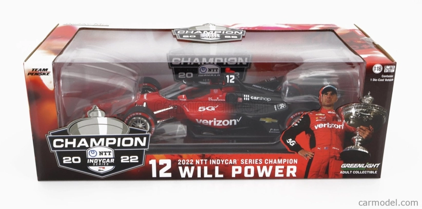 Greenlight Chevrolet Team Penske N12 Indianapolis Indy 500 Indycar Series Champion 2022 Will Power 1:18 červená čierna