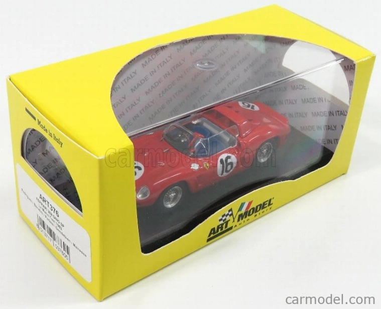 Umelecký model Ferrari Dino 268 Sp Ch. 0798 N 16 24h Le Mans Test 1962 Rodriguez - Bandini - Parkes - Gendebien - Mairesse 1:43 Červená