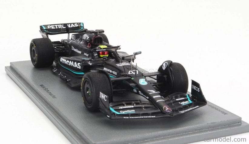 Spark-model Mercedes gp F1 W14 Team Mercedes-amg Petronas Formula One N 47 Tires Test Spain Gp 2023 Mick Schumacher 1:43 Matt Black