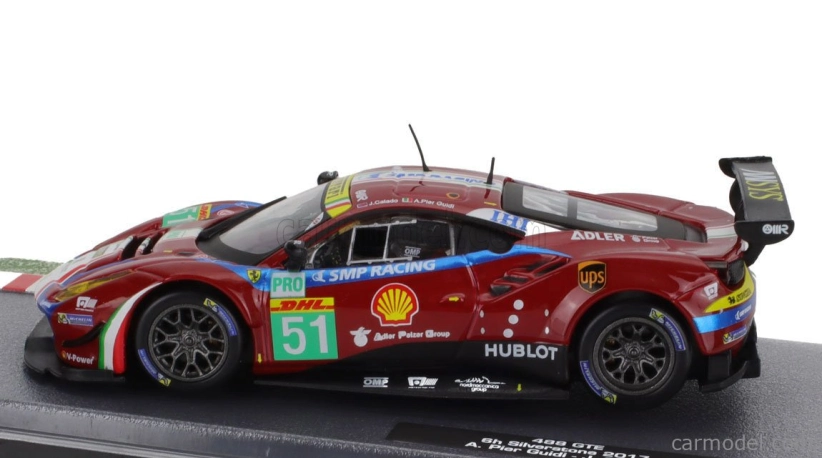 Edicola Ferrari 488 Gt3 3.9l Turbo V8 Team Af Corse N 51 6h Silverstone 2017 Alessandro Pierguidi - James Calado 1:43 Červená