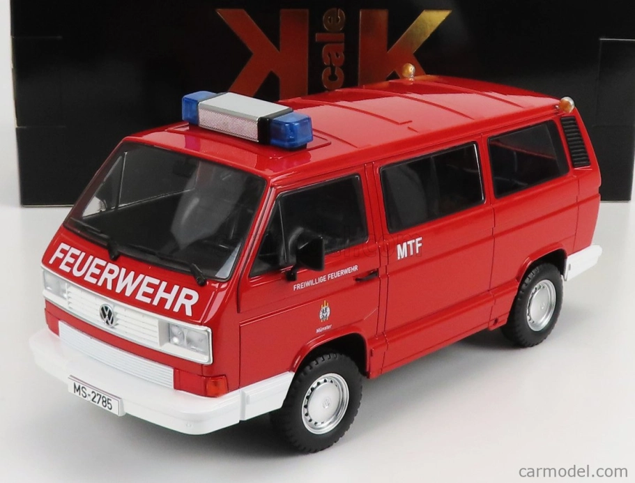 Kk-scale Volkswagen T3 Minibus Syncro Feuerwehr 1987 1:18 Red