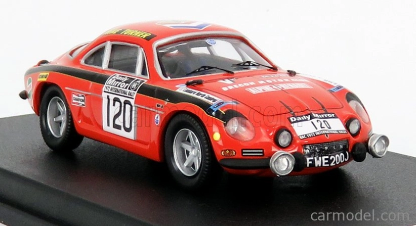 Trofeu Renault A110 Alpine N 120 Rally Rac Lombard 1972 J.price - M.turner 1:43 Oranžová Černá