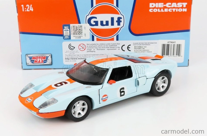 Motor-max Ford usa Gt Gulf N 6 1968 1:24 Světle Modrá Oranžová