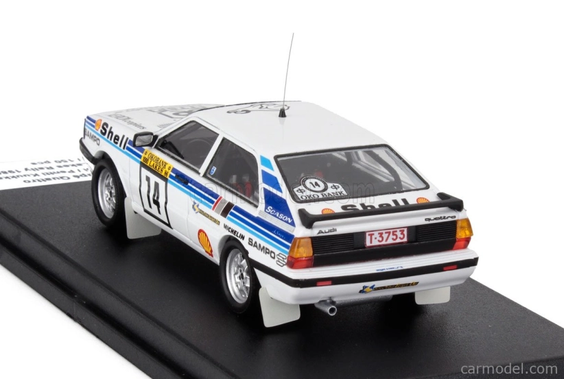 Trofeu Audi Quattro Coupe N 14 Rally 1000 Lakes 1986 Lasse Lampi - Pentti Kuukkala 1:43 Bílá Světle Modrá