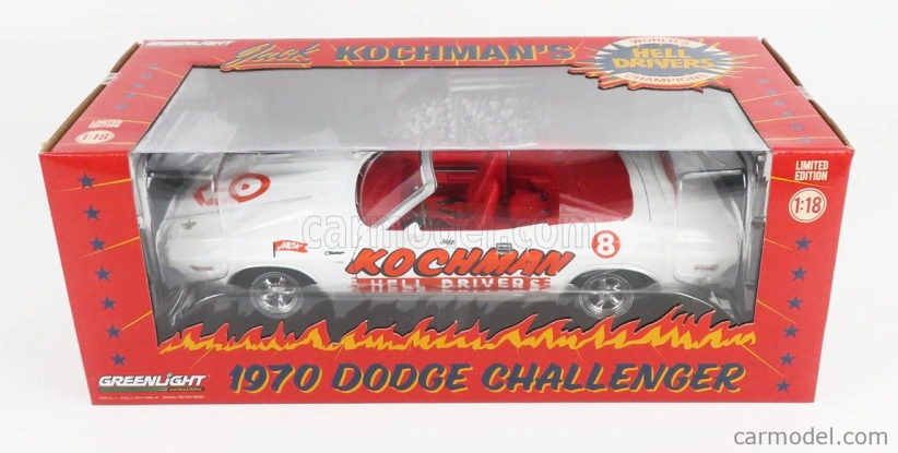 Greenlight Dodge Challenger Convertibile Kochman Hell Drivers 1970 1:18 Biela červená